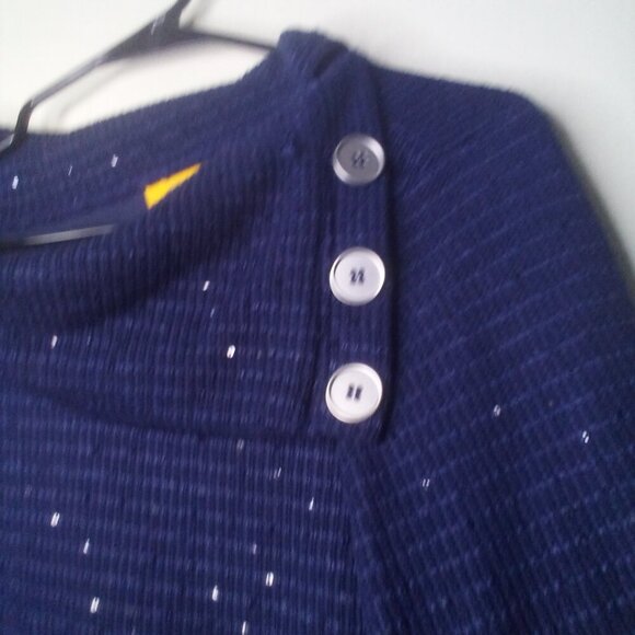 Ruby Rd Sweater M Women Pullover 3/4 Sleeve Cowl Neck Button Detail Blue - Picture 7 of 14